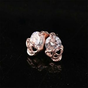 Gold Plated Crystal Skull Earrings